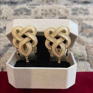 Cream and Gold Celtic Knot Earrings